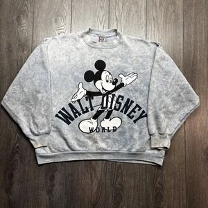 Vintage Mickey Mouse 1990s Sweatshirt Walt Disney World Dye XL Blue